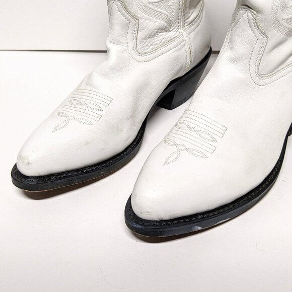 Durango Western Cowboy Boot Womens 10 White Mid Calf Stitched Pointed Toe - Picture 3 of 9